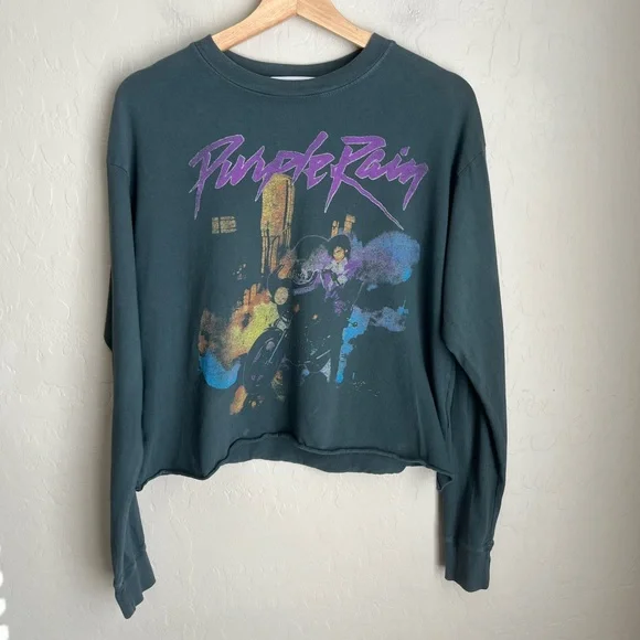 Daydreamer Prince Purple Rain Graphic Crop Long Sleeve Shirt Top Size XS - Picture 2 of 6